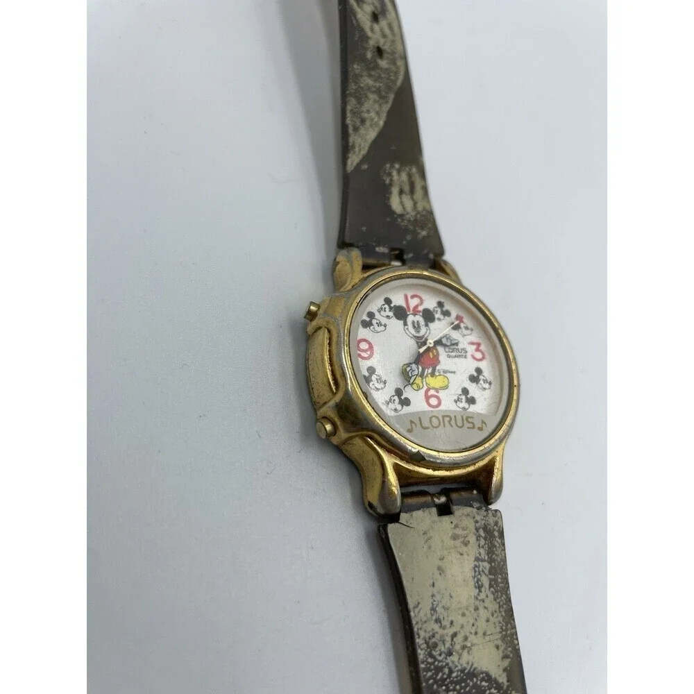Disney Lorus Mickey Mouse Musical Quartz Watch 34mm New Battery Read